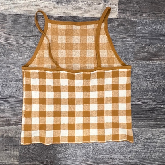 Madewell Hannah gingham apron top mustard yellow and cream checkered small B140 - Picture 6 of 6